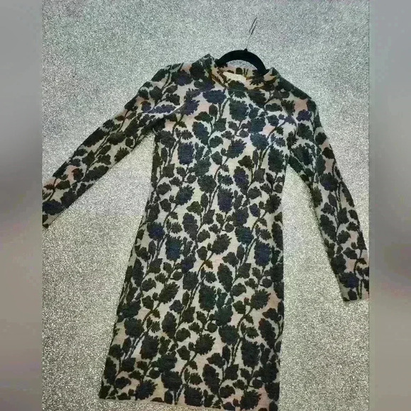 LOFT BLACK FLORAL LONG SLEEVE MINI DRESS SIZE  XSM - Picture 2 of 4